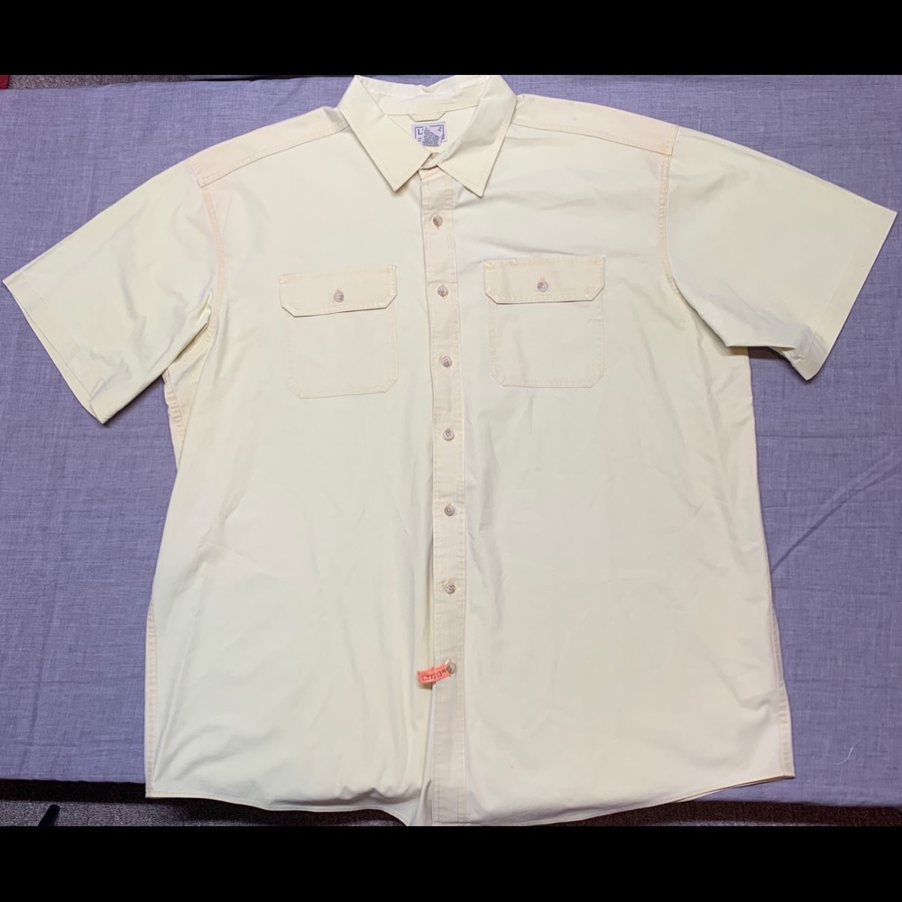 LL Bean Mens 2X Tall Long Sleeve Yellow Button Up